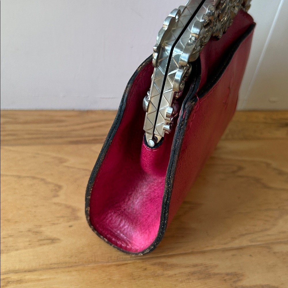 Patricia Nash Rosario Burnished Tooled Framed Clutch Pink Leather Crossbody - Picture 6 of 8